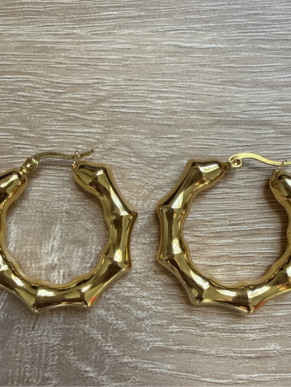 Gold Bamboo Hoops 1" Stainless Steel